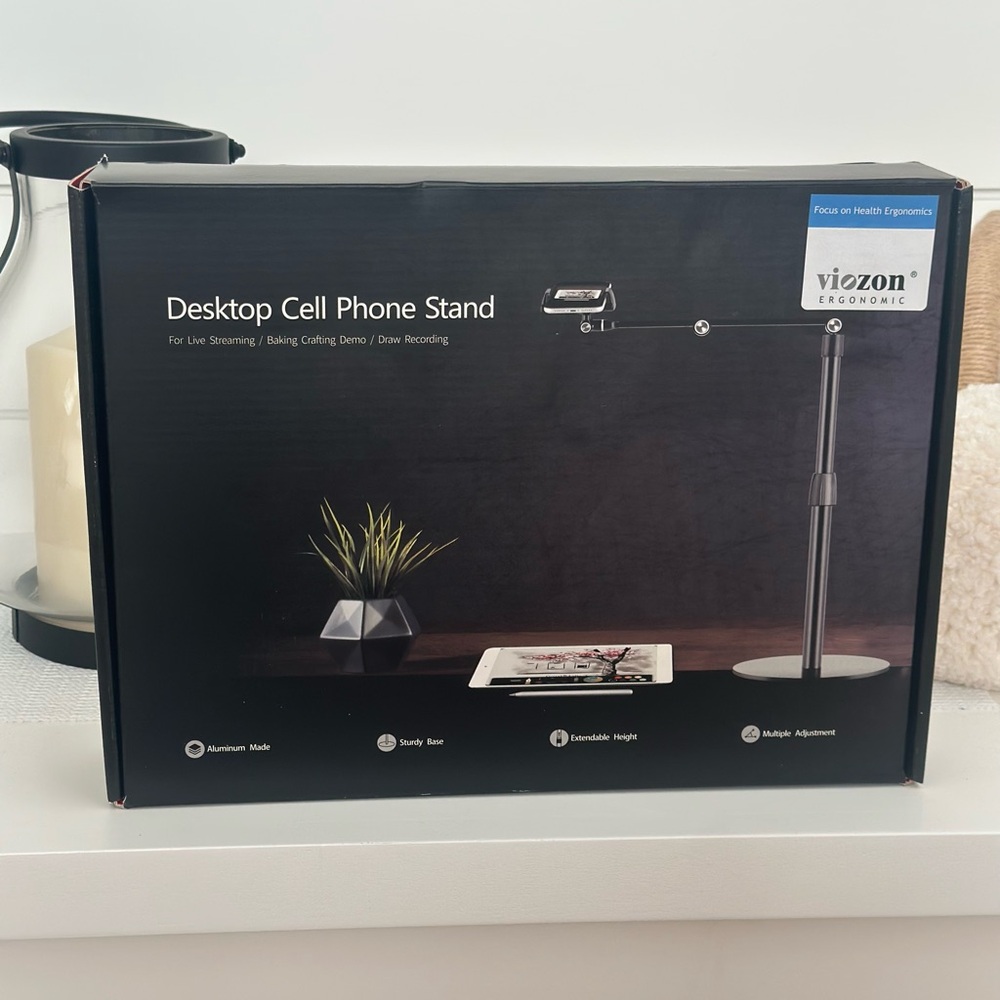 Viozon Tablet Phone Overhead Stand, Ergonomic Aluminum Phone Stand